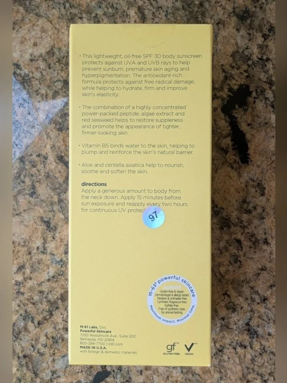 M-61 Hydraboost Body Sunscreen SPF 30 NIB